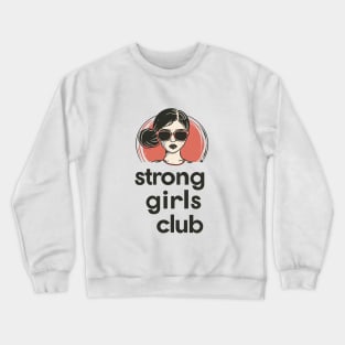 Empowerment Chic: Retro-Inspired 'Strong Girls Club' Illustrated Art Print Crewneck Sweatshirt